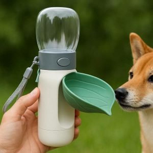 10 Foldable Dog Water Bottle Leakproof Compact Pet Travel Drinking Cup With Silicone Leaf Bowl For Outdoor Walking Hiking