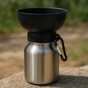 12 Stainless Steel Dog Water Bottle Insulated Pet Travel Drinking Flask With Large Cup Lid For Outdoor Hiking Camping