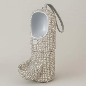 14 Bling Rhinestone Dog Water Bottle Sparkling Crystal Pet Travel Drinking Dispenser For Small Medium Dogs Luxury Walking Decor