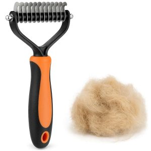 18 Undercoat Dematting Rake For Dogs Cats Double Sided Shedding Grooming Brush For Removing Matted Fur Heavy Duty Pets